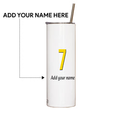 Personalised Dhoni Tumbler With Lid And Steel Straw - Customize Tumbler With Your Name