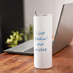 Personalised Cricket Love Printed Tumbler With Lid And Steel Straw - Customize Tumbler With Your Name