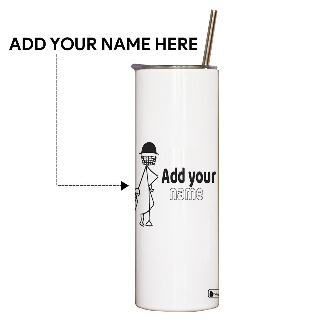 Personalised Mera Bat Meri Batting Printed Tumbler With Lid And Steel Straw - Customize Tumbler With Your Name