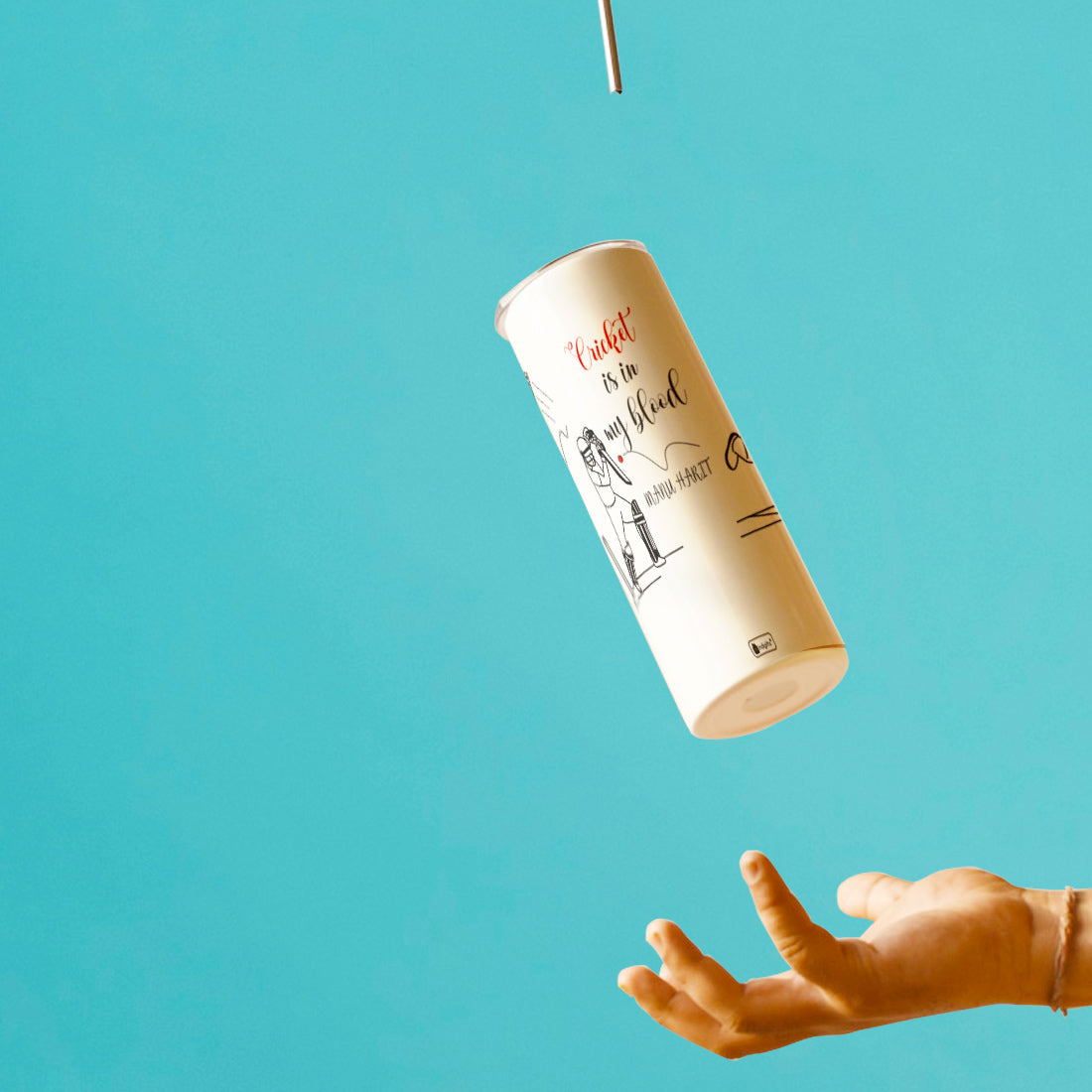 Personalised Cricket In Blood Printed Tumbler With Lid And Steel Straw - Customize Tumbler With Your Name