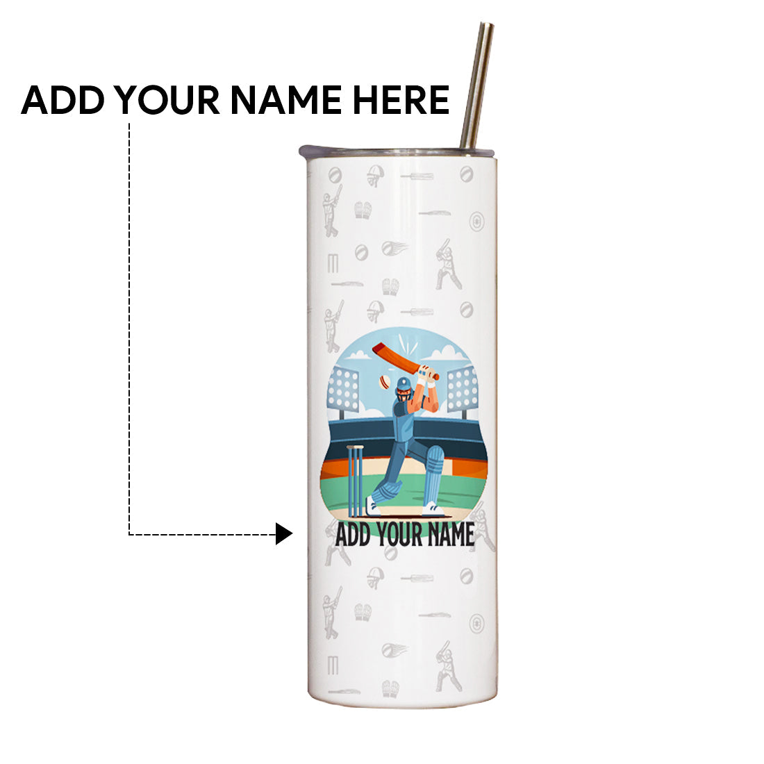 Personalised Stop Talking Start Batting Printed Tumbler With Lid And Steel Straw - Customize Tumbler With Your Name