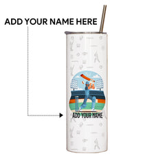 Personalised Stop Talking Start Batting Printed Tumbler With Lid And Steel Straw - Customize Tumbler With Your Name