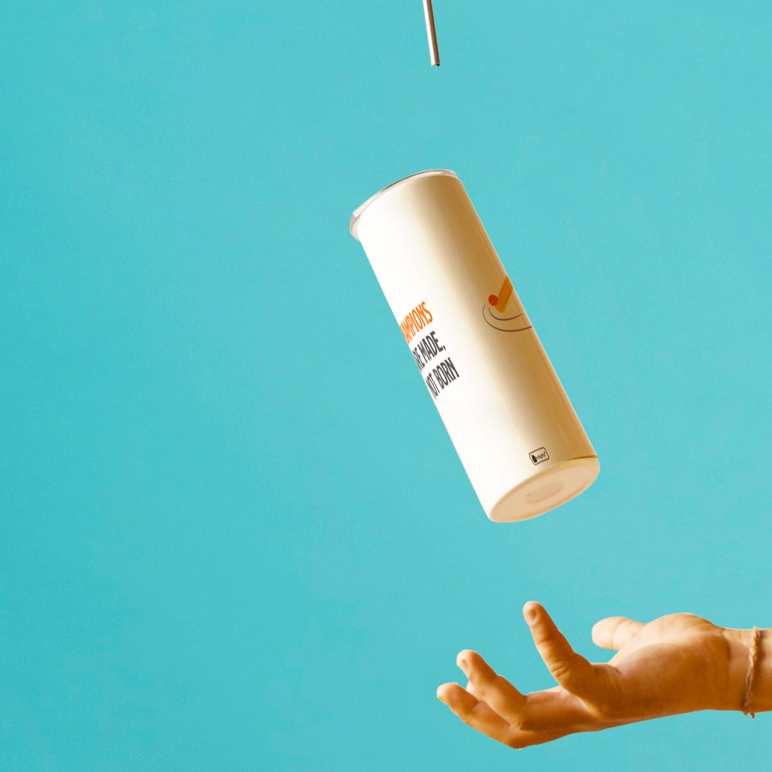 Personalised Champions Are Not Born Printed Tumbler With Lid And Steel Straw - Customize Tumbler With Your Name