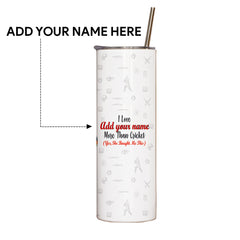 Personalised Cricket Love Girlfriend Print Tumbler With Lid And Steel Straw - Customize Tumbler With Your Name