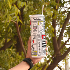 Personalised Jalpatra Tumbler With Lid And Steel Straw 590 ML