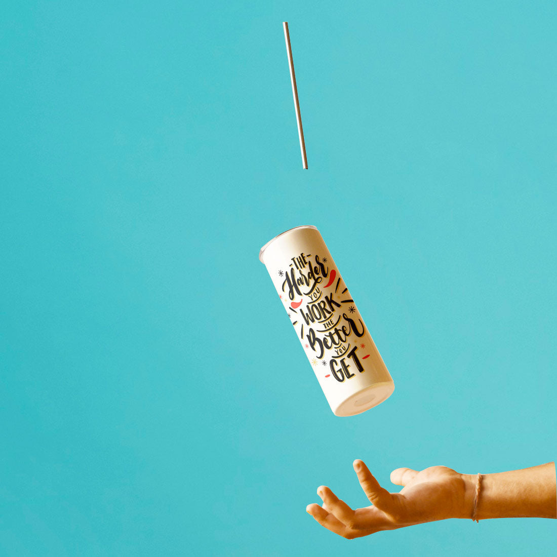 Personalised The Hard Work Printed Tumbler With Lid And Steel Straw 590 ML