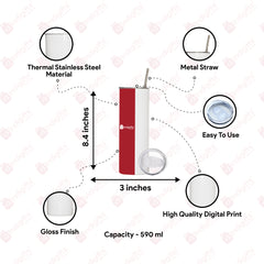 Kabir Vani Tumbler With Lid And Steel Straw (Red)