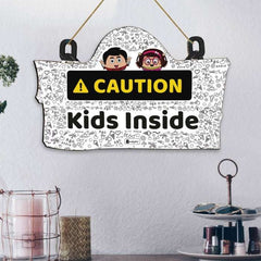 Caution Kids Inside Inside Printed Wooden Wall Hanging & To Do List Planner Gift For Kids