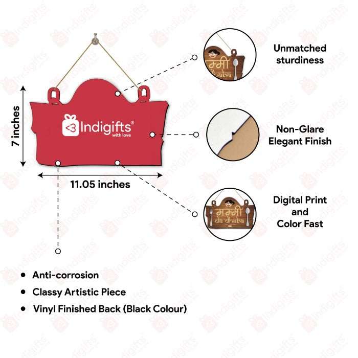 Mummy Da Dhabba in Rajasthani: Kitchen Wall Hanging & Instruction Board for Mother's Day Gift