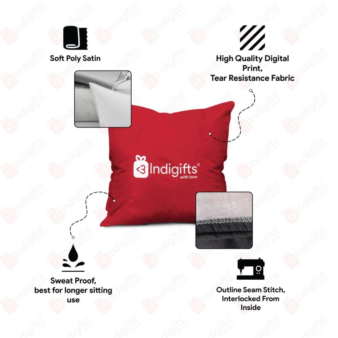 Uttar Pradesh - Doodle Art Reversible Zipper Cushion with Filler - Discovering India
