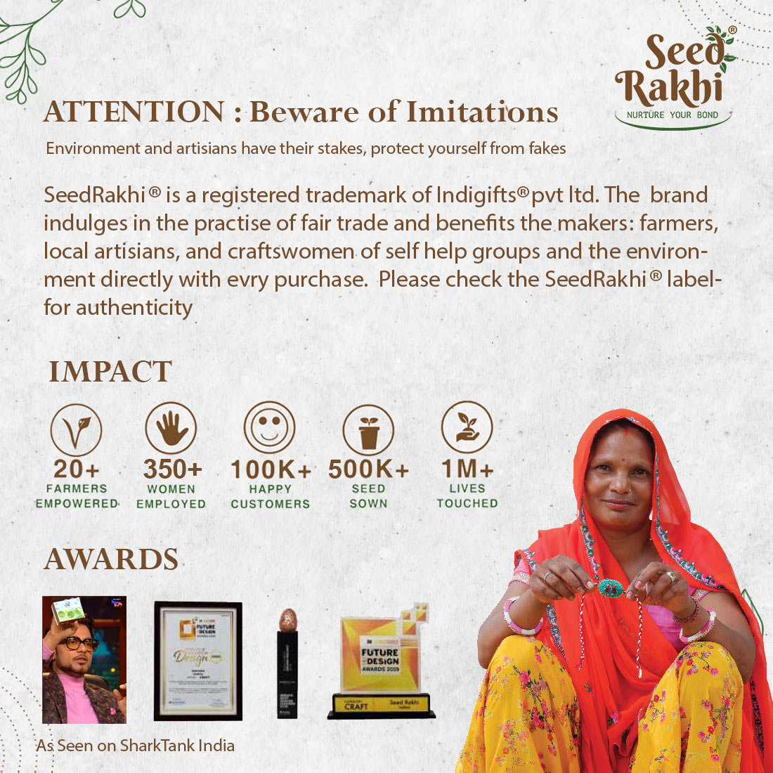 Gulaabi, Sarthi and Madhu Eco-friendly Seed Rakhi