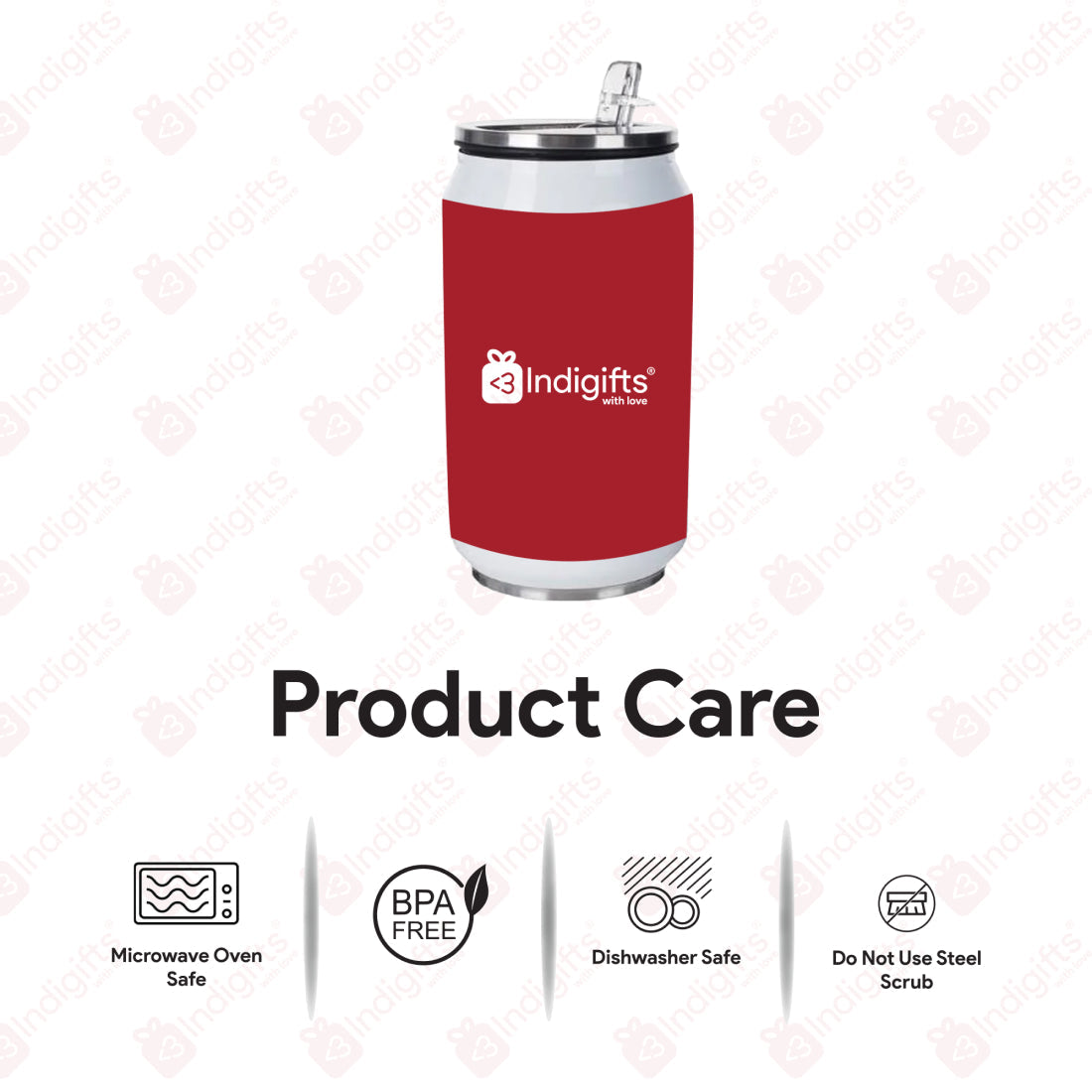 Insulated Steel Sipper Can With Lid And Straw - 350 ML