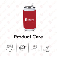 Insulated Steel Sipper Can With Lid And Straw - 350 ML