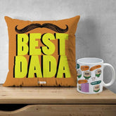 Grandfather Birthday Gifts Box - Quote Printed Multicolor Poly Satin Cushion and Ceramic Coffee Mug