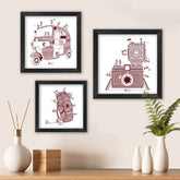 Travel Themed Ethnic Mandala Design Animal Print Set of 3 Poster Frames