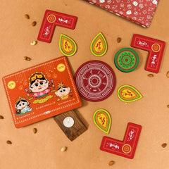 Laxmi Ganesh Diya Stand and Traditional DIY Rangoli Duo