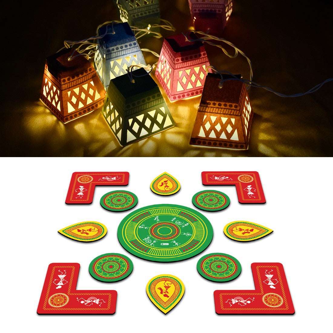 DIY Diwali Gift Box of Decor Lights and Rangoli