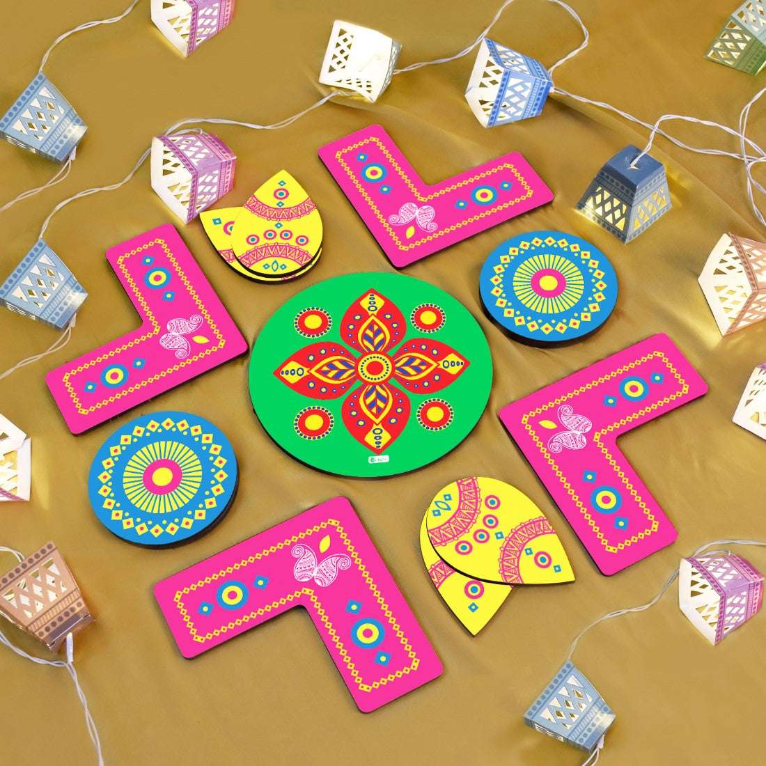 DIY Diwali Gift Box of Decor Lights and Rangoli