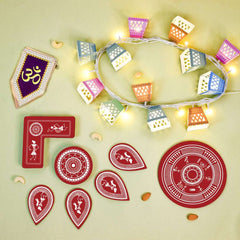 Diwali Gift Box of DIY Lights, Rangoli, and Bunting