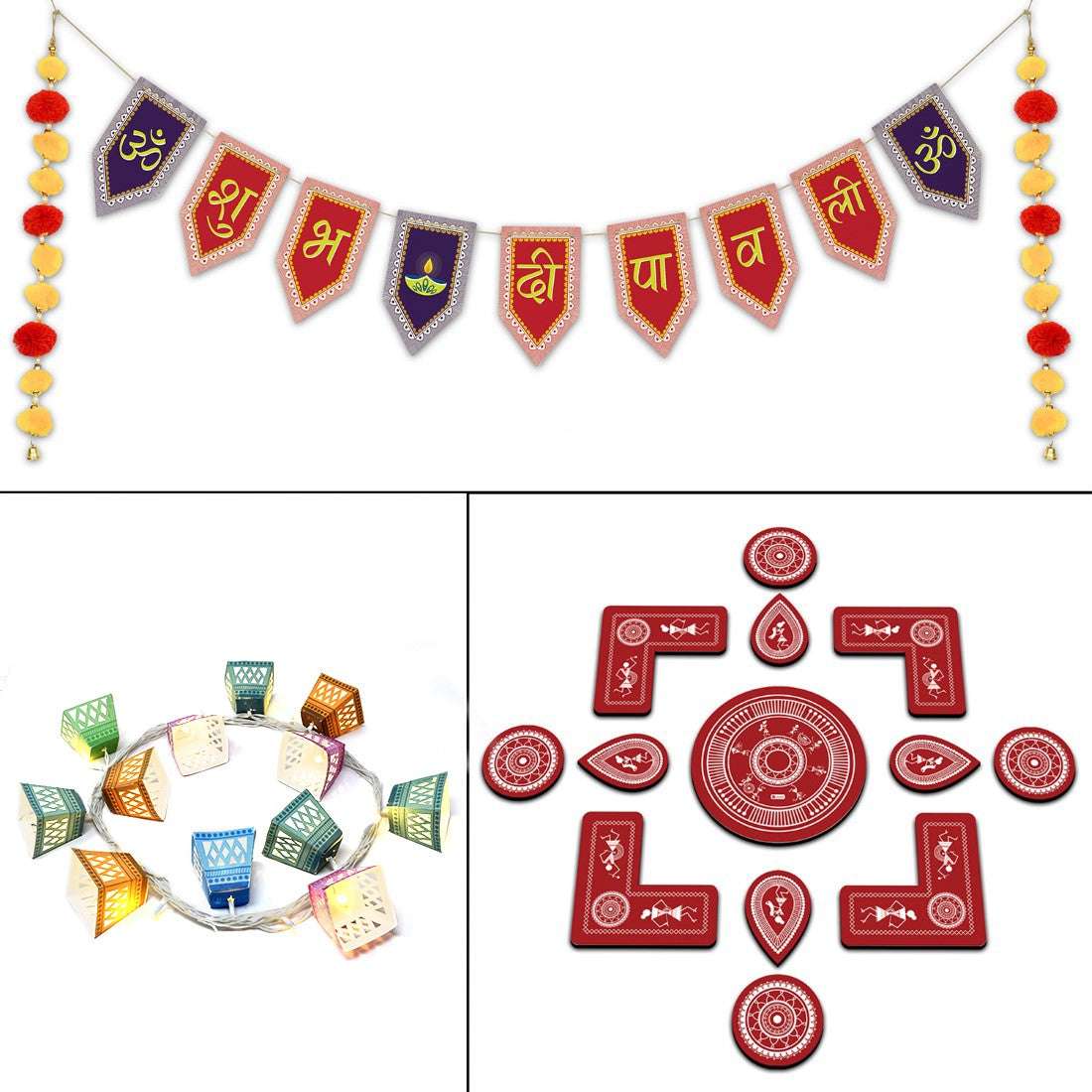 Diwali Gift Box of DIY Lights, Rangoli, and Bunting