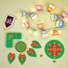 Diwali Gift Box of DIY Lights, Rangoli, and Bunting