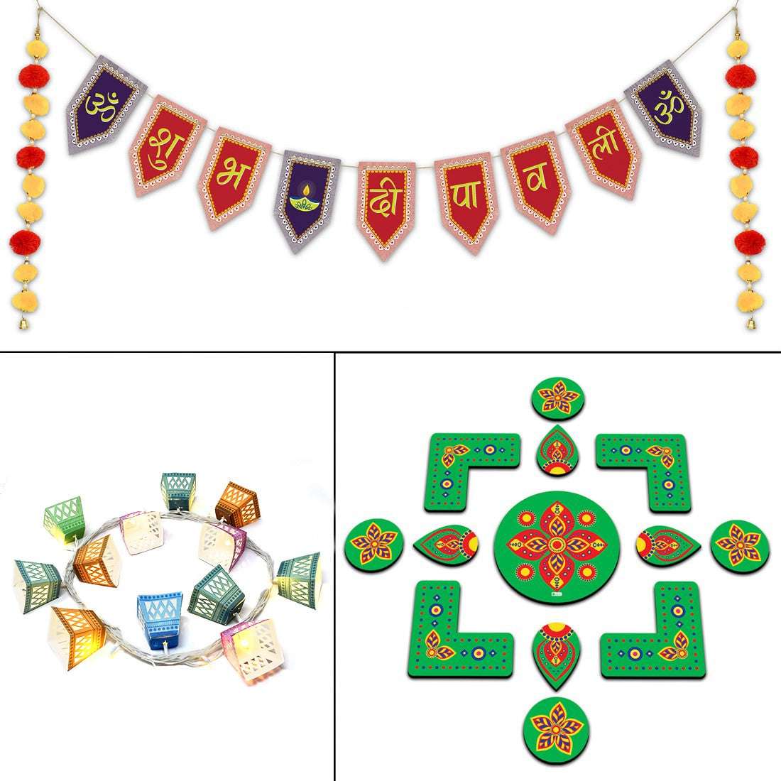 Diwali Gift Box of DIY Lights, Rangoli, and Bunting