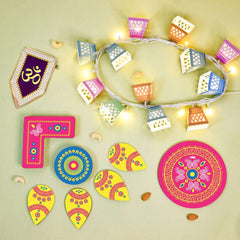 Diwali Gift Box of DIY Lights, Rangoli, and Bunting