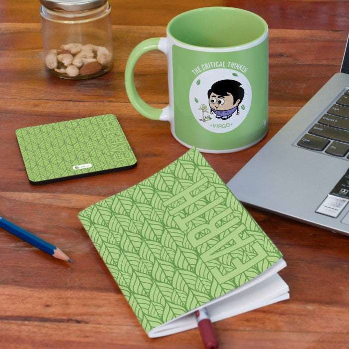 Virgo Zodiac Sign Gift Set Coffee Mug, Coaster, Diary Set Of 3