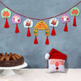 Christmas Decoration Bunting MDF Bunting and Revesible Santa Soft Toy