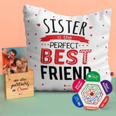 Cushion with Sis Is Best Friend Print Wooden Plaque Gift