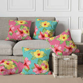 Reversible Multi Colored Floral Printed Cushion Cover Set of 5