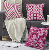 Geometric Print 3 Cushion Cover Set (Pink)