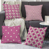 Geometric Print 4 Cushion Cover Set (Pink)
