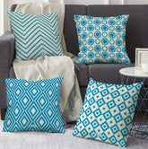 Abstract Print 4 Cushion Cover Set (Blue)