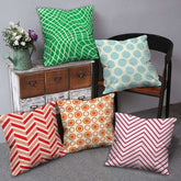 Home Decoration Abstract Printed 5 Cushion Cover Set Multicolor