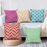 Home Décor Cushion Cover Set Of 5 Geometric Pattern Multicolor