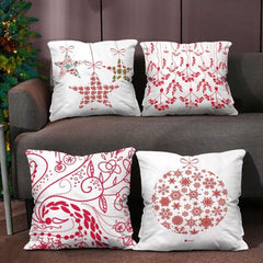 4 Piece Set 'Snowflakes and Stars’ Christmas Decor Glitter Assorted Cushion Covers