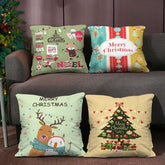 4 Piece Set 'Happy Huggers’ Christmas Decor Glitter Assorted Cushion Covers