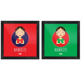 Indian Woman Hand Greeting Posture Poster Frame Set of 2