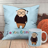 I Love You Grandpa Printed Cushion and Mug Combo (Blue )