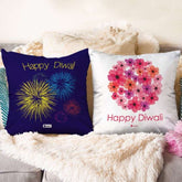 Set of 2 Cushion Covers with Happy Diwali  Print