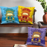 Set of 3 Cushion Covers Good Luck Truck Art