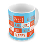 LOVE Words Collage Blue Coffee Mug