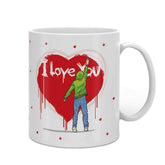 Man Expressing Love With Spray Paint Heart White Coffee Mug