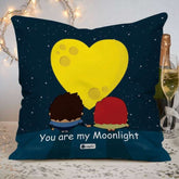 Romantic Couple Walking Together Blue Cushion Cover