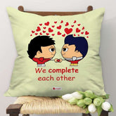 Gay Couple Illustration Green Cushion Cover