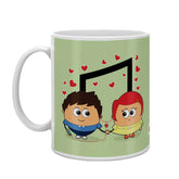 Romantic Couple Listening to Music Green Coffee Mug
