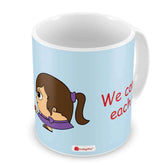 Lesbian Couple Illustration Blue Coffee Mug Gift For Lesbian Couple
