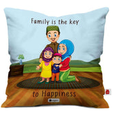 Family is key to Happiness Blue Cushion Cover