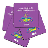 Indigifts Diwali Gift Items Diwali Wishes Quote Purple Coaster 3.5x3.5 inches Set of 4 - Diwali Gift Items, Diwali Greetings